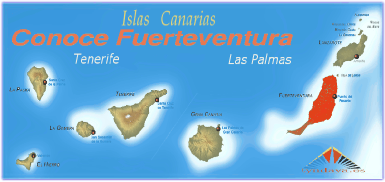 mapa de situacion de fuerteventura en las islas Canarias
