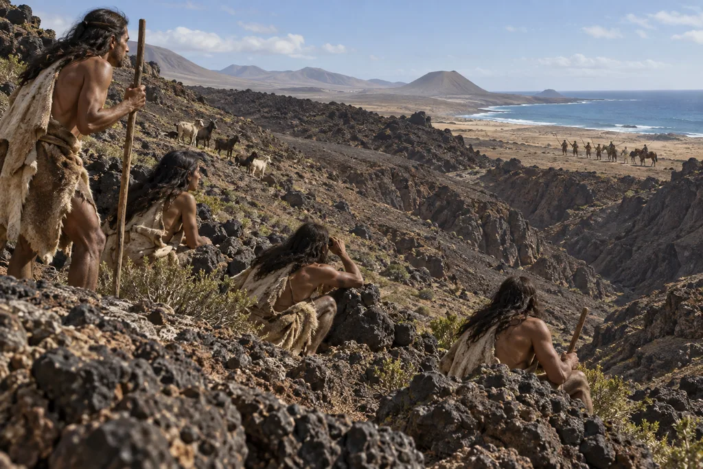 Recreación histórica de población maho utilizando los barrancos y relieves de Fuerteventura durante la resistencia