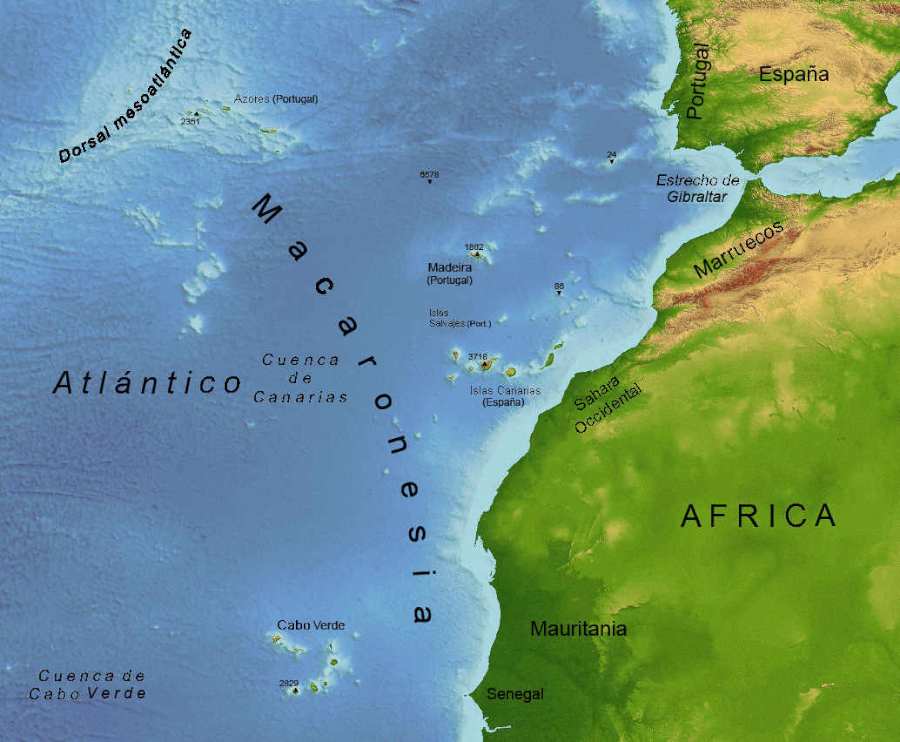 mapa archipielago canario en macaronesia