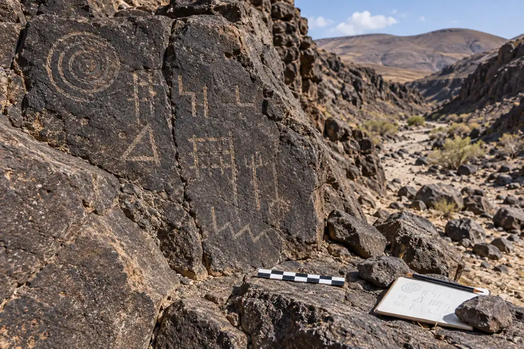 Recreación visual genérica de grabados rupestres en un barranco de Fuerteventura