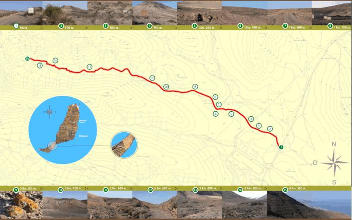 mapa ruta en fuerteventura del Barranco Pencescal