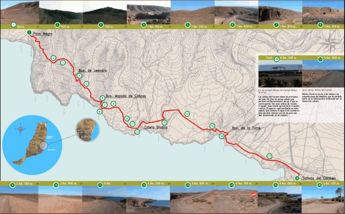 mapa ruta en fuerteventura del Pozo Negro-Salinas Carmen