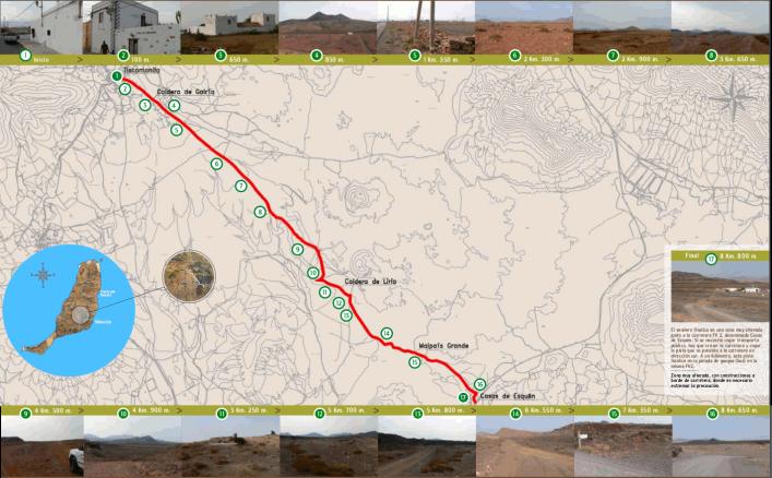 mapa ruta en fuerteventura del Tiscamanita-Arrabales 
