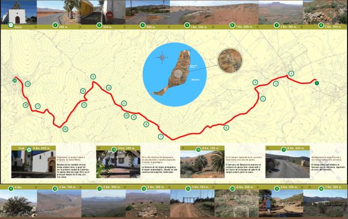 mapa ruta en fuerteventura del Valles de Ortega-Betancuria