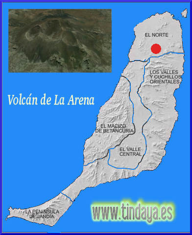 mapa de situacion del volcan de la arena en fuerteventura